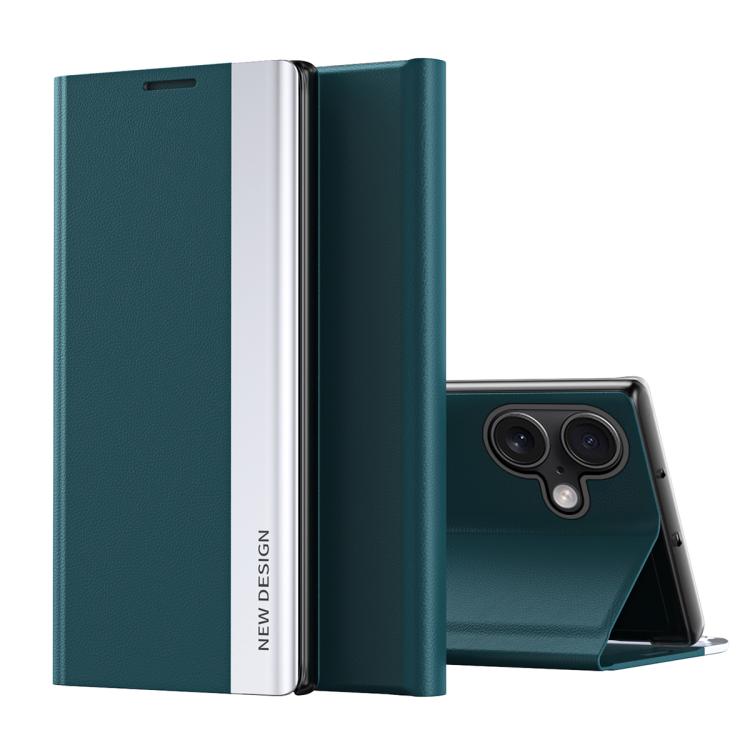 

For iPhone 17 Side Electroplated Adsorption Leather Phone Case(Green)