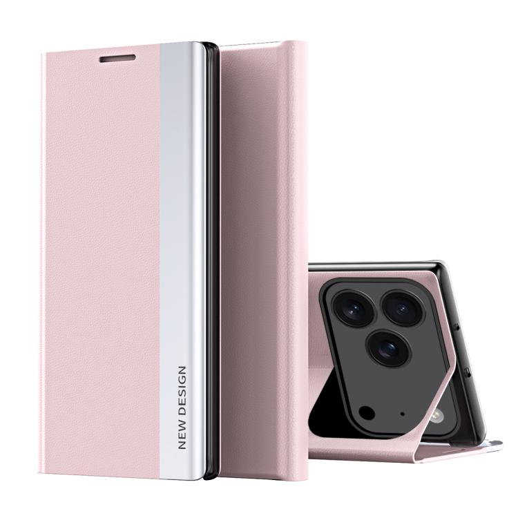 

For iPhone 17 Pro Side Electroplated Adsorption Leather Phone Case(Pink)