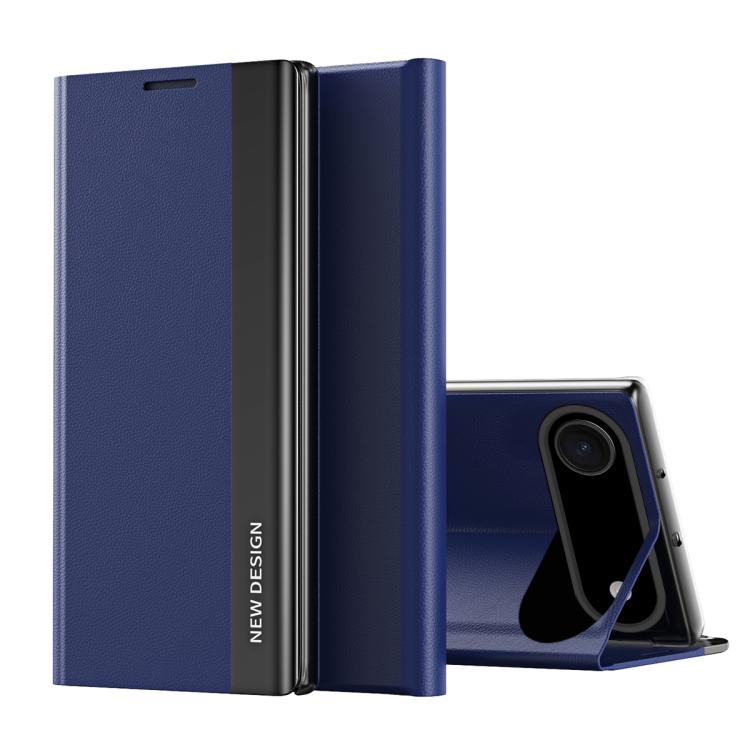 

For iPhone Air Side Electroplated Adsorption Leather Phone Case(Dark Blue)