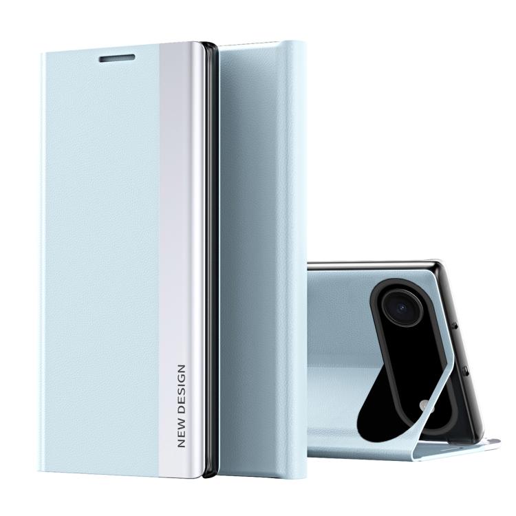 

For iPhone 17 Air Side Electroplated Adsorption Leather Phone Case(Light Blue)