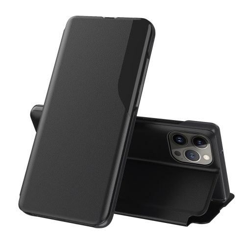 

For iPhone 15 Plus Side Display Flip Leather Phone Case(Black)
