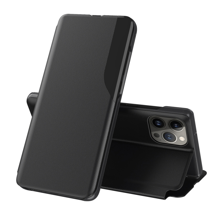 

For iPhone 16 Pro Side Display Flip Leather Phone Case(Black)