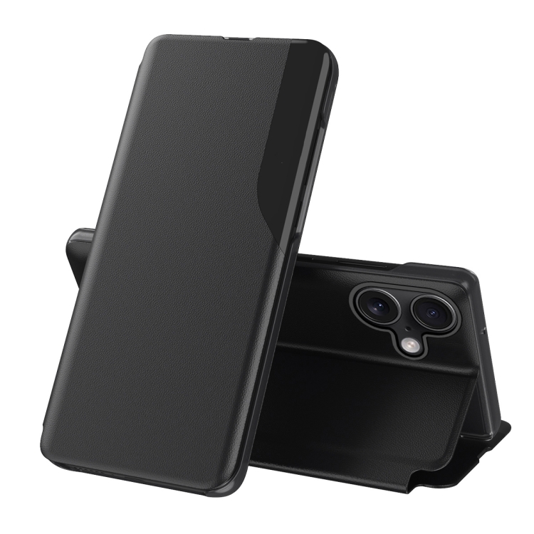 

For iPhone 16 Side Display Flip Leather Phone Case(Black)