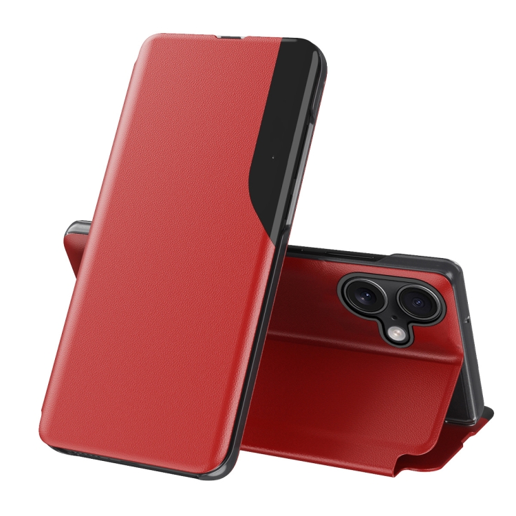 

For iPhone 16 Side Display Flip Leather Phone Case(Red)