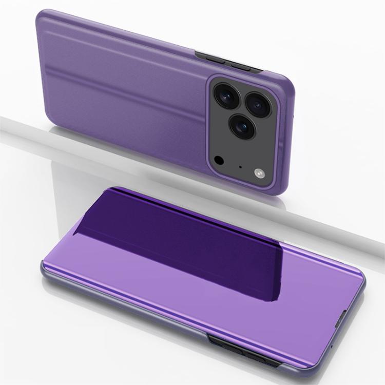 

For iPhone 17 Pro Max Plated Mirror Horizontal Flip Leather Phone Case with Holder(Purple Blue)