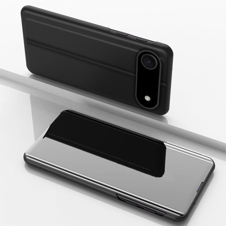 

For iPhone Air Plated Mirror Horizontal Flip Leather Phone Case with Holder(Black)