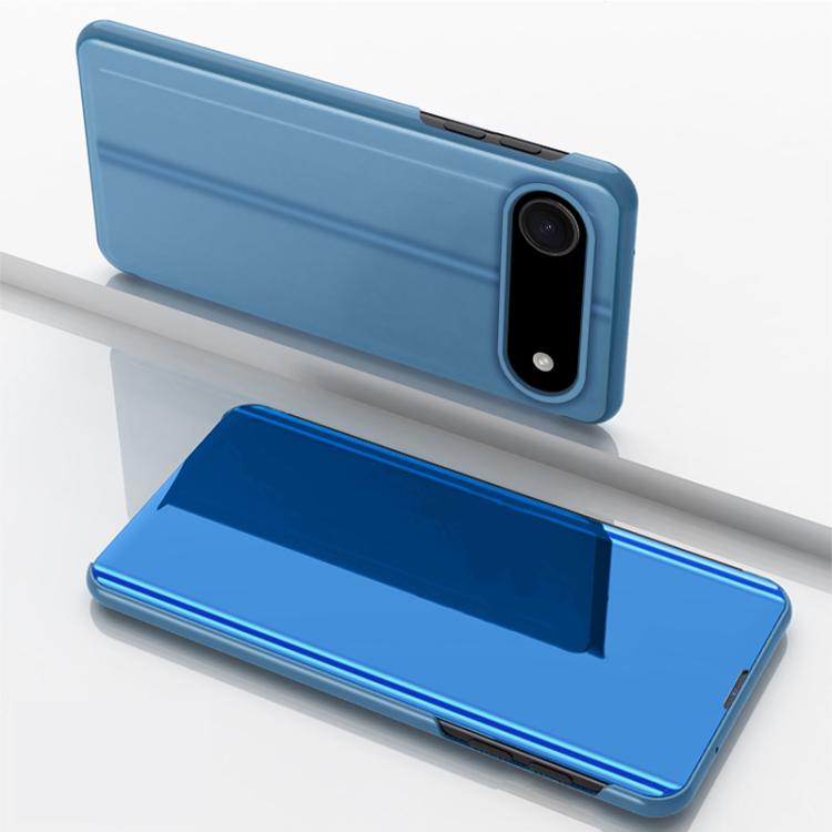 

For iPhone Air Plated Mirror Horizontal Flip Leather Phone Case with Holder(Blue)