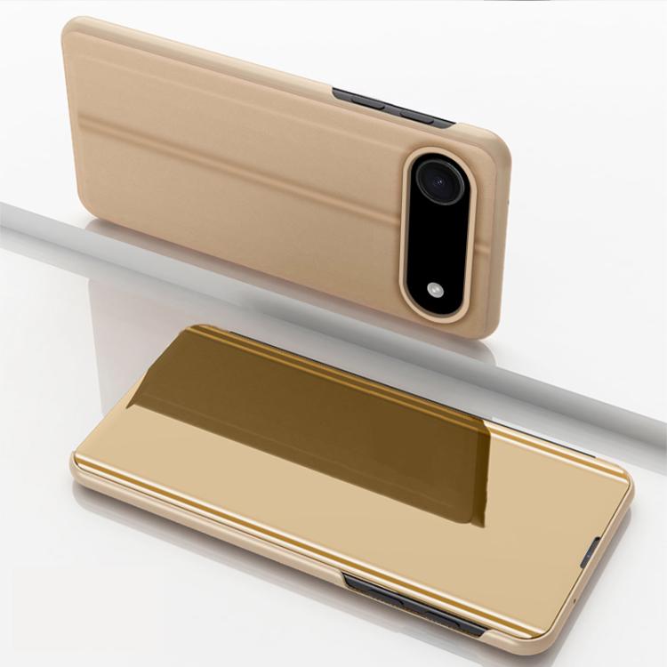 

For iPhone Air Plated Mirror Horizontal Flip Leather Phone Case with Holder(Gold)