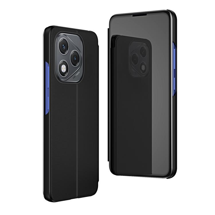 

For Honor 400 Lite Global Plated Mirror Horizontal Flip Leather Phone Case with Holder(Black)