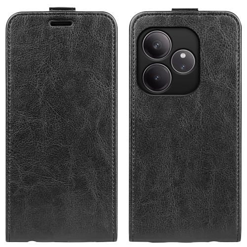 

For Realme GT 6 5G R64 Texture Single Vertical Flip Leather Phone Case(Black)