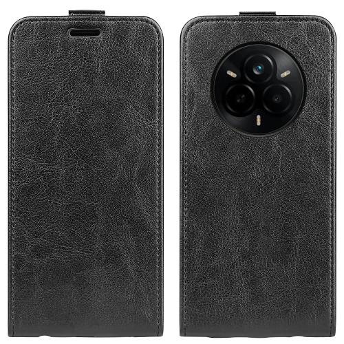 

For Realme 14 Pro+ R64 Texture Single Vertical Flip Leather Phone Case(Black)