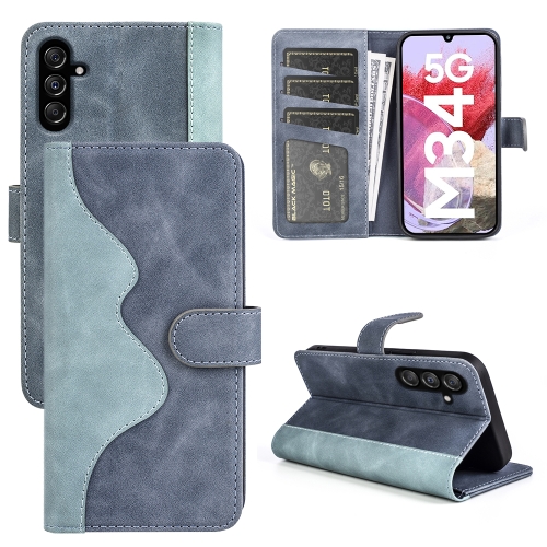 

For Samsung Galaxy M34 5G Stitching Horizontal Flip Leather Phone Case(Blue)