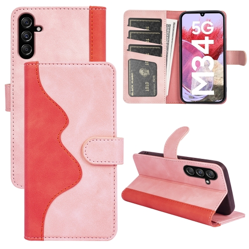 

For Samsung Galaxy M34 Stitching Horizontal Flip Leather Phone Case(Red)