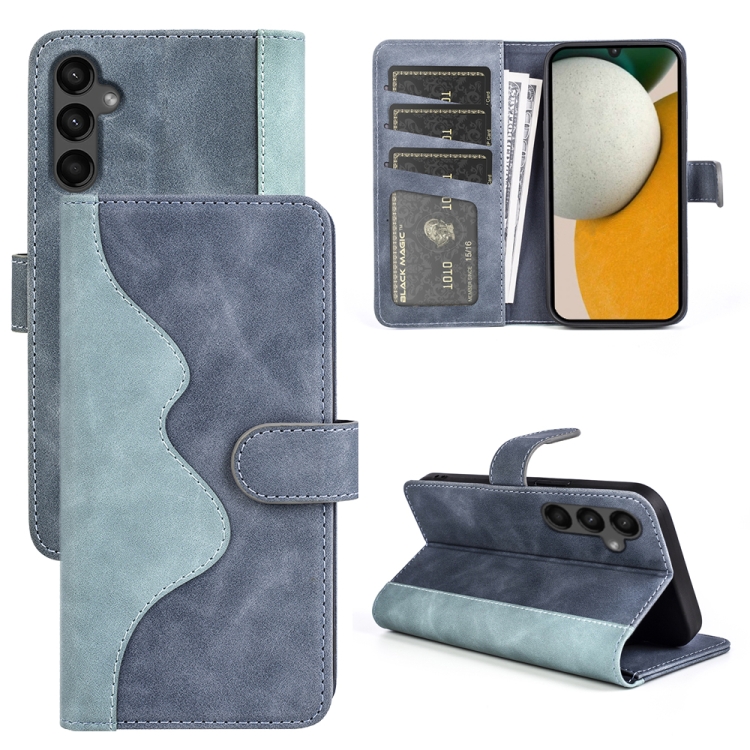 

For Samsung Galaxy A15 Stitching Horizontal Flip Leather Phone Case(Blue)