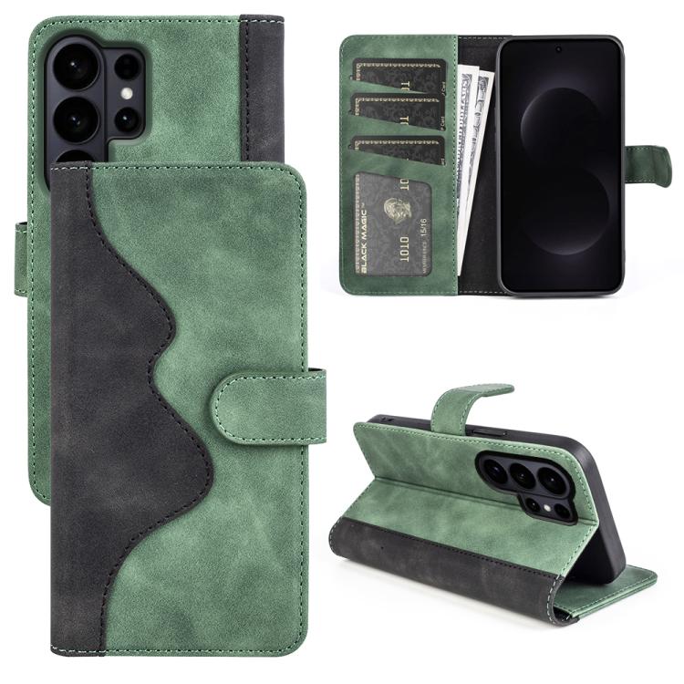

For Samsung Galaxy S26 Ultra 5G Stitching Horizontal Flip Leather Phone Case(Green)