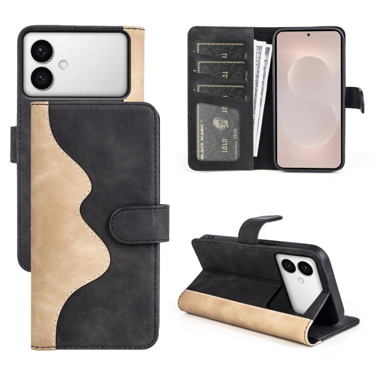 

For Samsung Galaxy S26 Edge 5G Stitching Horizontal Flip Leather Phone Case(Black)