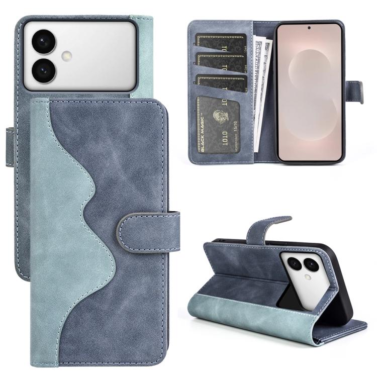 For Samsung Galaxy S26 Edge 5G Stitching Horizontal Flip Leather Phone Case(Blue)