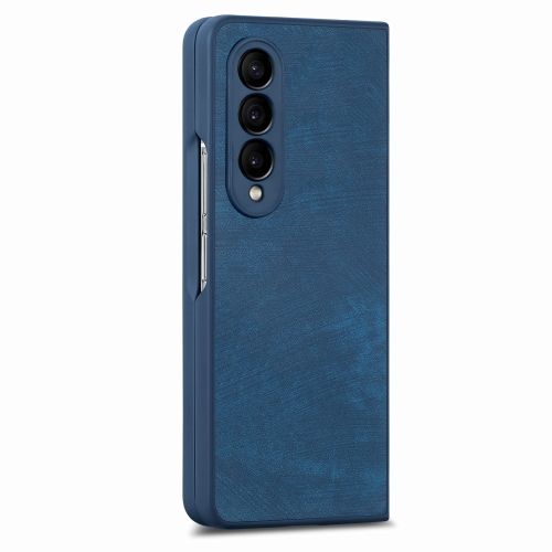 

For Samsung Galaxy Z Fold4 Integrated Film Retro Skin Feel Fold Leather Phone Case(Blue)