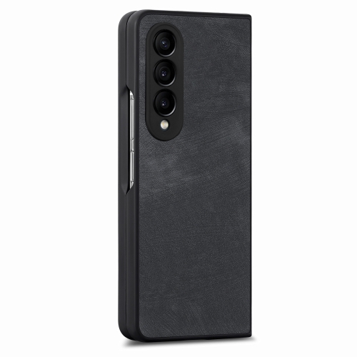 

For Samsung Galaxy Z Fold4 Integrated Film Retro Skin Feel Fold Leather Phone Case(Black)