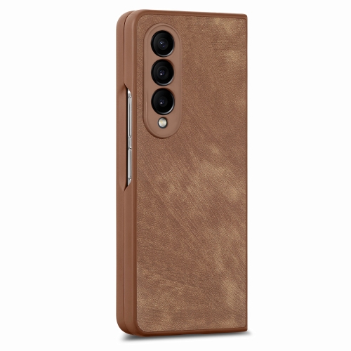 

For Samsung Galaxy Z Fold4 Integrated Film Retro Skin Feel Fold Leather Phone Case(Brown)