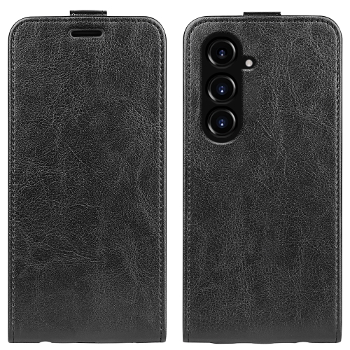 

For Samsung Galaxy S23 FE 5G R64 Texture Vertical Flip Leather Phone Case(Black)