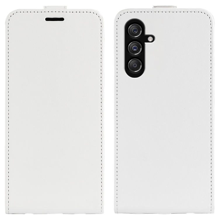 

For Samsung Galaxy M34 R64 Texture Vertical Flip Leather Phone Case(White)