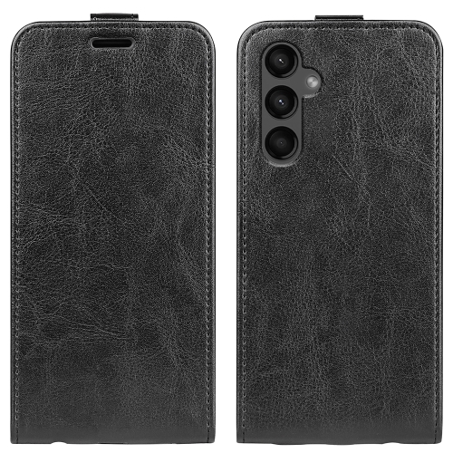 

For Samsung Galaxy A15 R64 Texture Vertical Flip Leather Phone Case(Black)