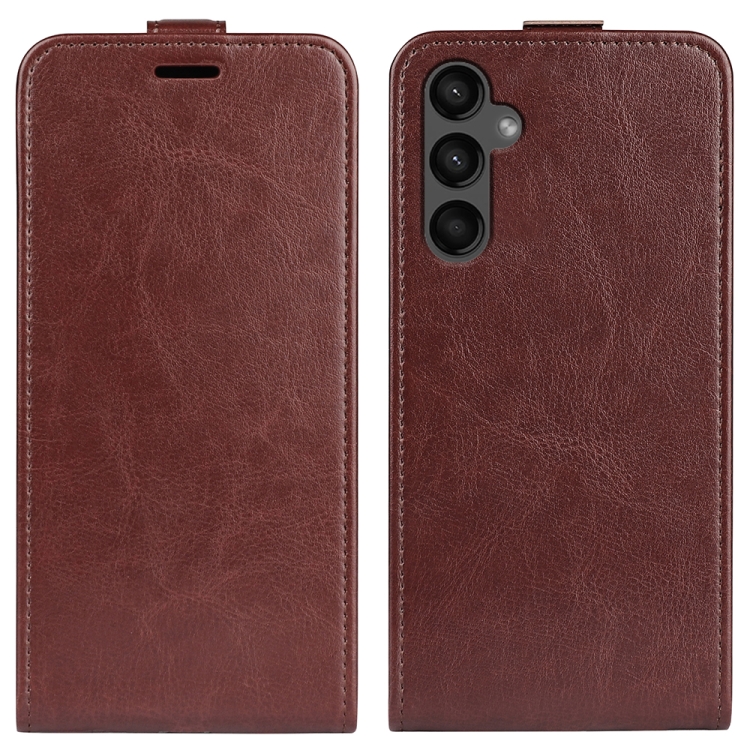 

For Samsung Galaxy A15 R64 Texture Vertical Flip Leather Phone Case(Brown)