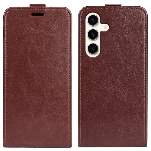 

For Samsung Galaxy S24 5G R64 Texture Vertical Flip Leather Phone Case(Brown)