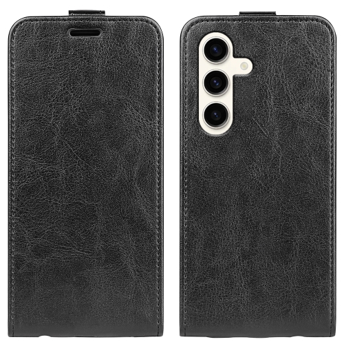

For Samsung Galaxy S24+ 5G R64 Texture Vertical Flip Leather Phone Case(Black)