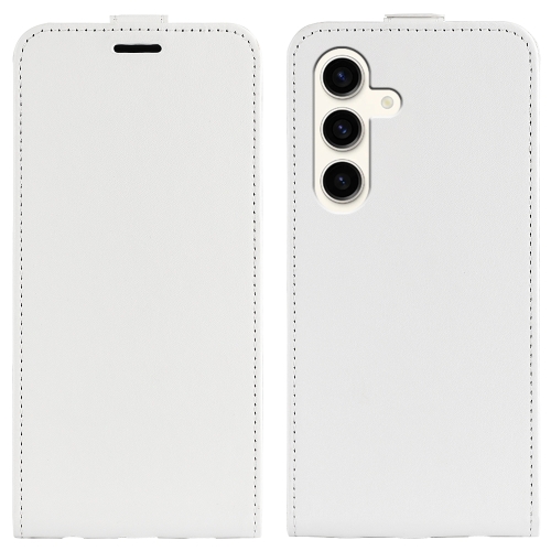 

For Samsung Galaxy S24+ 5G R64 Texture Vertical Flip Leather Phone Case(White)