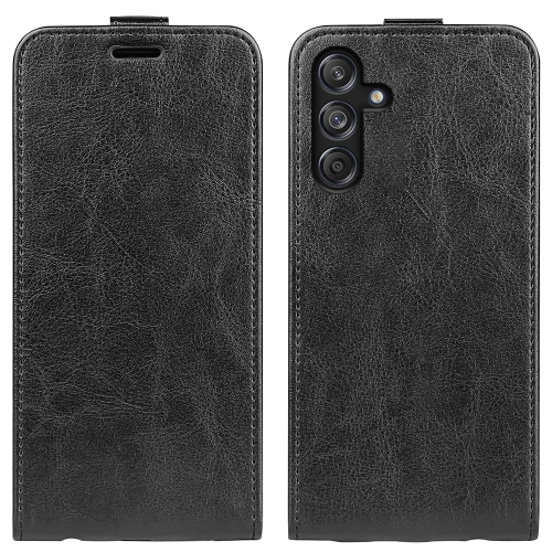 

For Samsung Galaxy M55 5G R64 Texture Vertical Flip Leather Phone Case(Black)