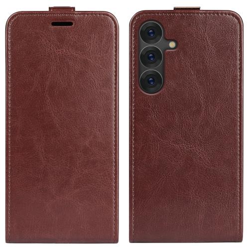 

For Samsung Galaxy S25 5G R64 Texture Vertical Flip Leather Phone Case(Brown)