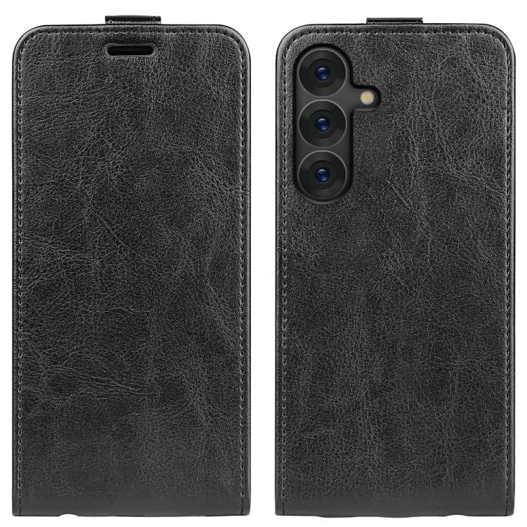 

For Samsung Galaxy S25 Ultra 5G R64 Texture Single Vertical Flip Leather Phone Case(Black)
