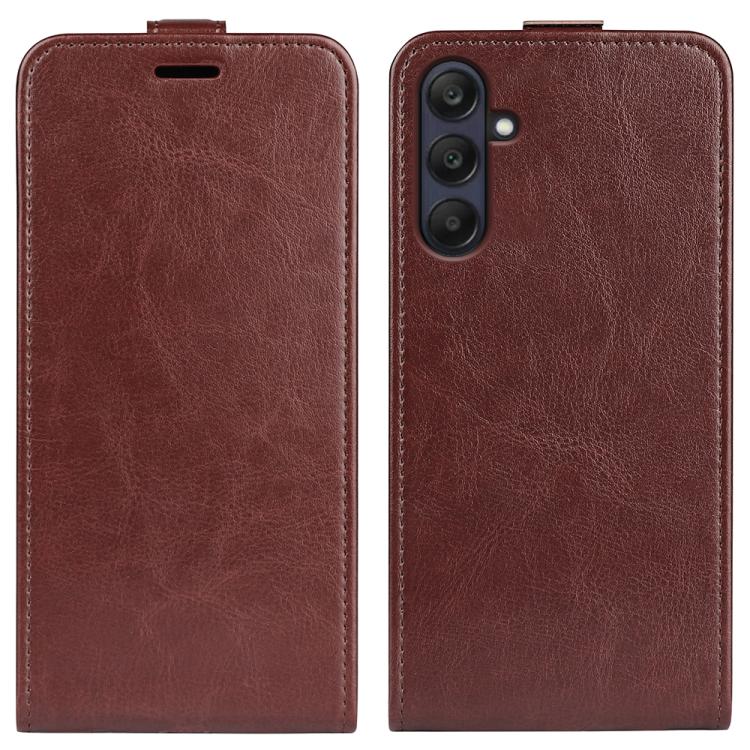 

For Samsung Galaxy A26 5G R64 Texture Single Vertical Flip Leather Phone Case(Brown)
