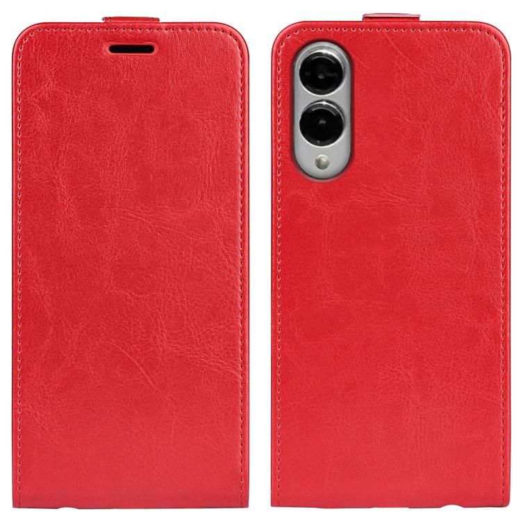 

For Samsung Galaxy S25 Edge 5G R64 Texture Single Vertical Flip Leather Phone Case(Red)