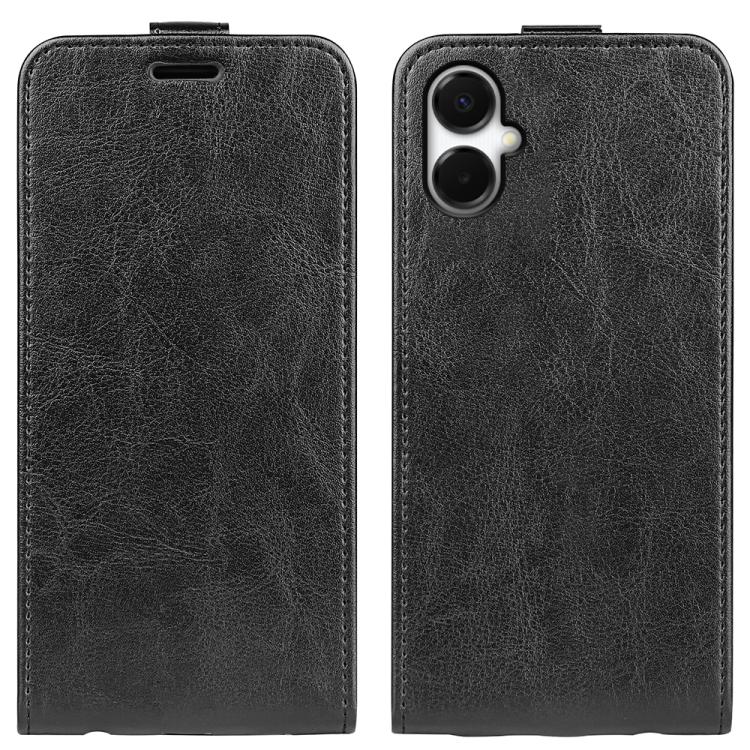 

For Samsung Galaxy A06 5G R64 Texture Single Vertical Flip Leather Phone Case(Black)