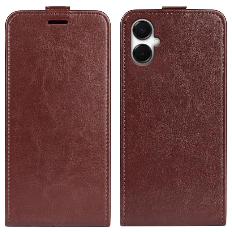 

For Samsung Galaxy A06 5G R64 Texture Single Vertical Flip Leather Phone Case(Brown)