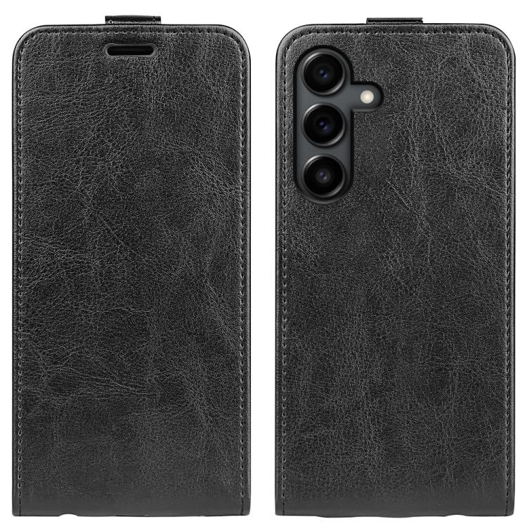

For Samsung Galaxy S25 FE 5G R64 Texture Single Vertical Flip Leather Phone Case(Black)