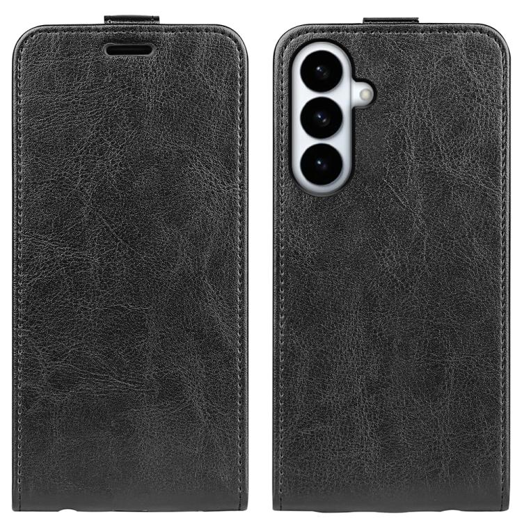 

For Samsung Galaxy S26+ 5G R64 Texture Single Vertical Flip Leather Phone Case(Black)