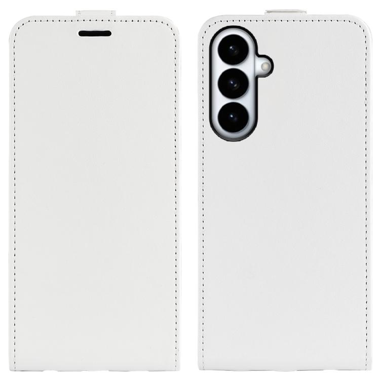 For Galaxy S26+ 5G R64 Texture Single Vertical Flip Leather Phone Case(White)