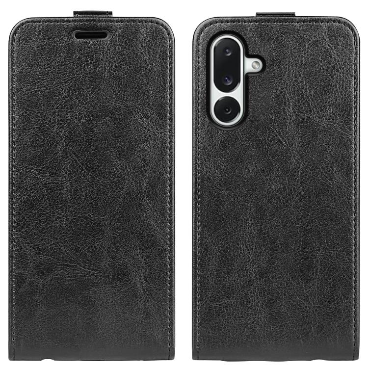

For Samsung Galaxy M36 5G / F36 5G R64 Texture Single Vertical Flip Leather Phone Case(Black)