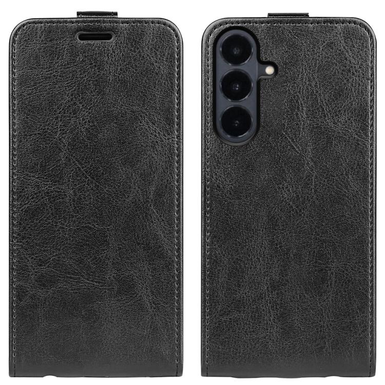 For Galaxy S26 FE 5G R64 Texture Single Vertical Flip Leather Phone Case(Black)