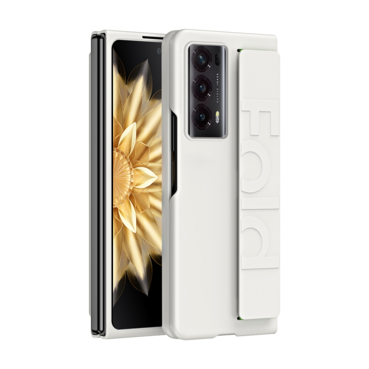 

For Honor Magic V2 Skin Elastic Wrist Grip Back Cover Phone Case(White)