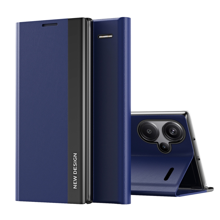 

For Xiaomi Redmi Note 13 Pro+ Side Electroplated Adsorption Leather Phone Case(Dark Blue)