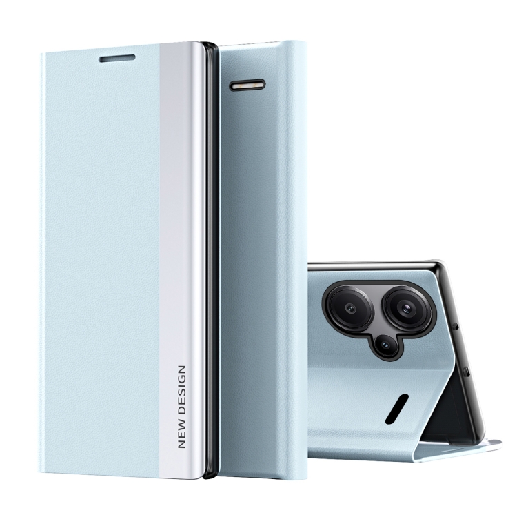

For Xiaomi Redmi Note 13 Pro+ Side Electroplated Adsorption Leather Phone Case(Blue)