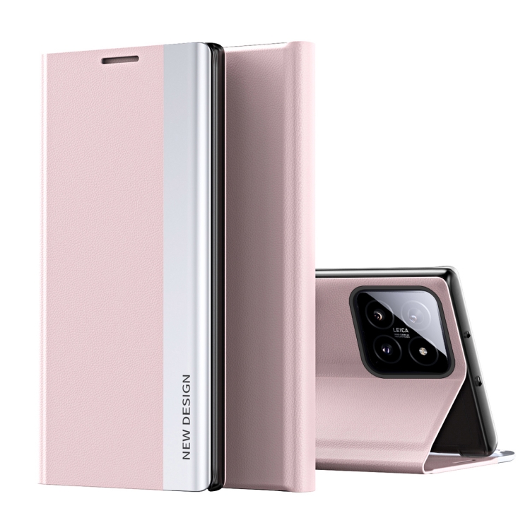 

For Xiaomi 14 Side Electroplated Adsorption Leather Phone Case(Pink)