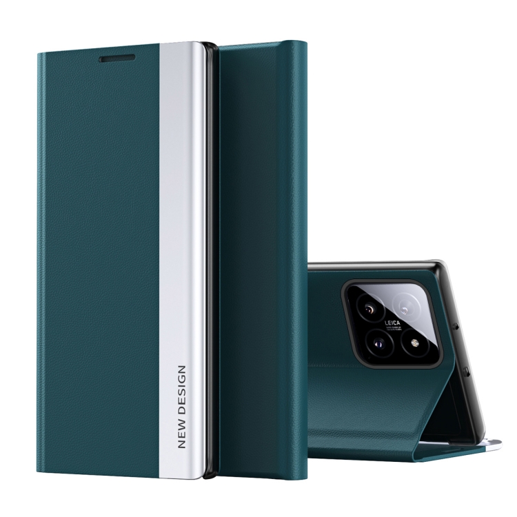 

For Xiaomi 14 Side Electroplated Adsorption Leather Phone Case(Green)