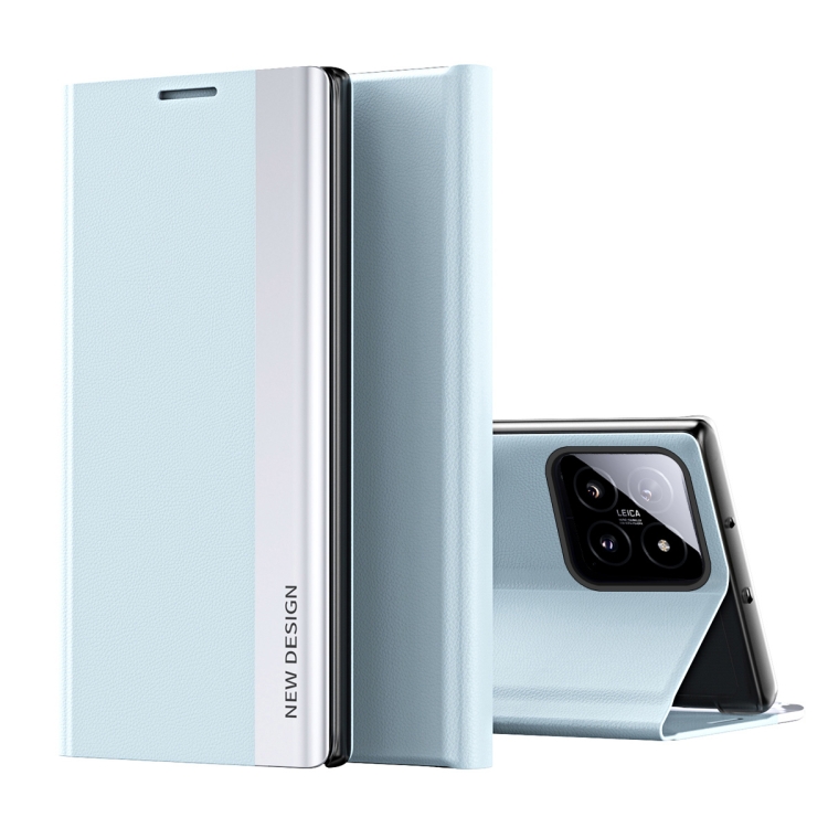 

For Xiaomi 14 Pro Side Electroplated Adsorption Leather Phone Case(Blue)