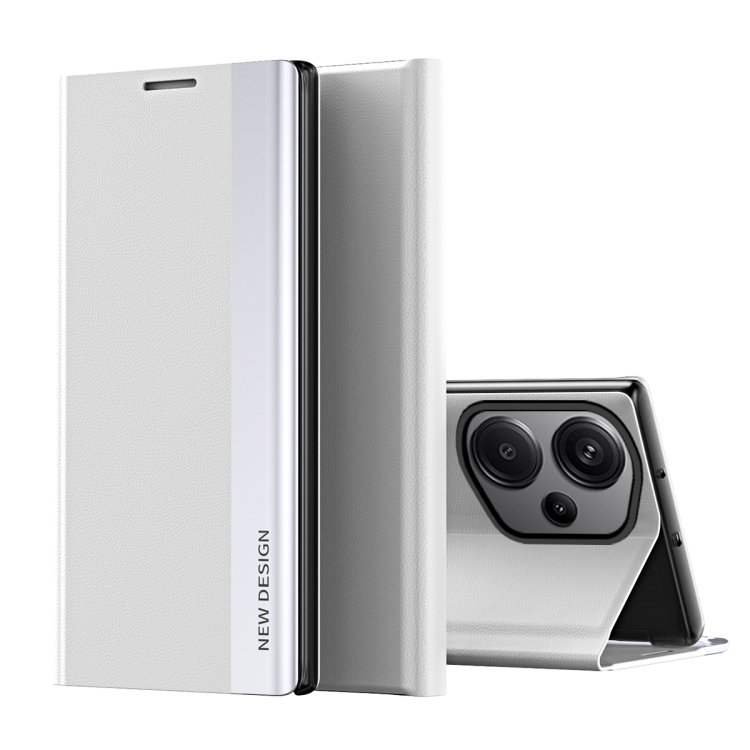 

For Xiaomi Redmi Note 13 Pro 4G Side Electroplated Adsorption Leather Phone Case(Silver)